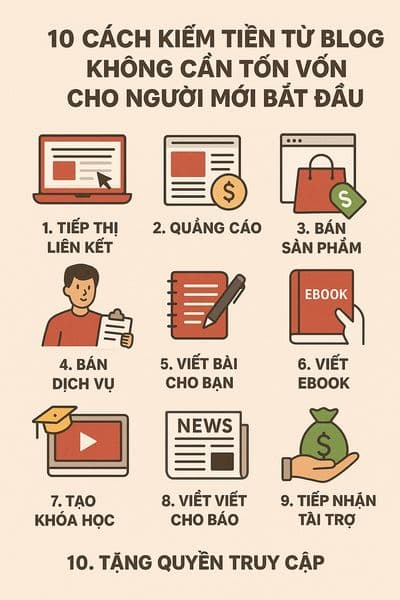 10 CÁCH KIẾM TIỀN TỪ BLOG