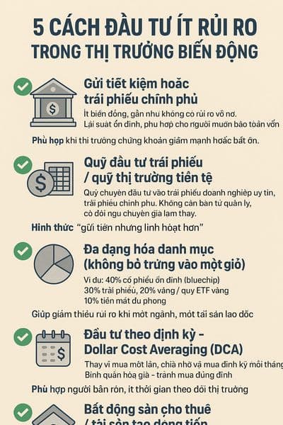 5 Cách đầu tư ít rủi ro trong thị trường biến động: Giữ vững tài sản giữa “sóng