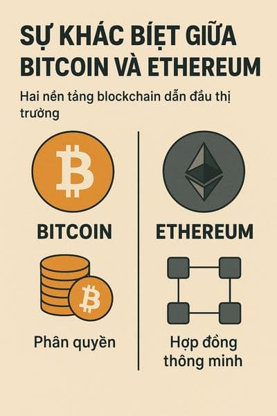 Sự khác biệt giữa Bitcoin và Ethereum: Hai nền tảng blockchain dẫn đầu thị trường