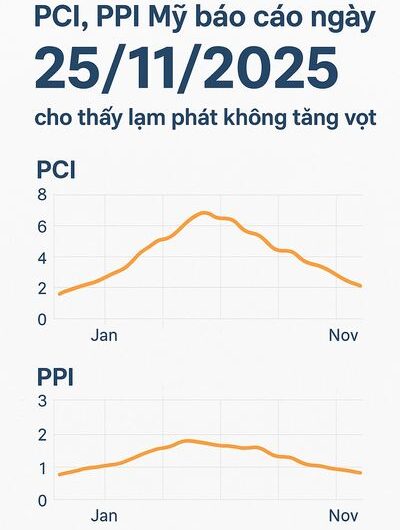Dữ liệu PCI , PPI Mỹ báo cáo ngày 25/11/2025 cho thấy lạm phát không tăng vọt