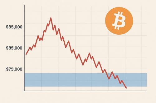 Tâm lý giá xuống của bitcoin kéo giá nằm trong khoảng từ 75 ngàn đo lá đến 87 ngàn đô la