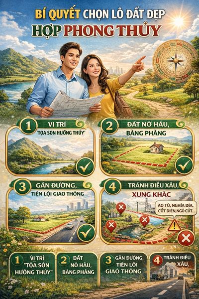 Bí quyết chọn lô đất đẹp hợp phong thủy: Nền tảng vàng cho an cư và đầu tư lâu dài