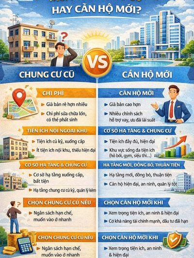 Mua chung cư cũ hay căn hộ mới: So sánh chi tiết để chọn lựa khôn ngoan