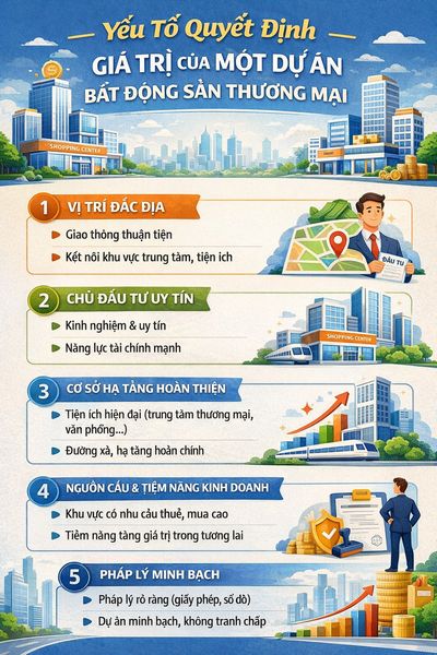 Những yếu tố cốt lõi quyết định giá trị của một dự án bất động sản thương mại