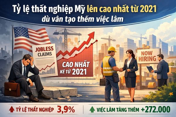 Tỷ lệ thất nghiệp Mỹ lên cao nhất từ 2021 dù vẫn tạo thêm việc làm Tỷ lệ thất nghiệp Mỹ lên cao nhất từ 2021 dù vẫn tạo thêm việc làm